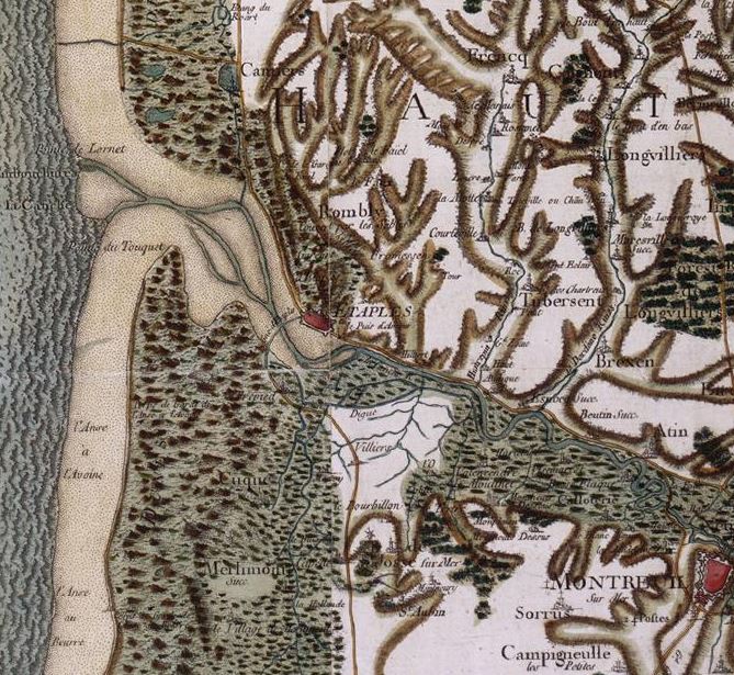 18è siècle - Carte de Cassini de la Pointe du Touquet